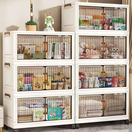 Thickened Foldable Multi-layer Storage Cabinet on Wheels – Mobile Organizer for Baby Closet, Snacks & Toys, Space-Saving Home