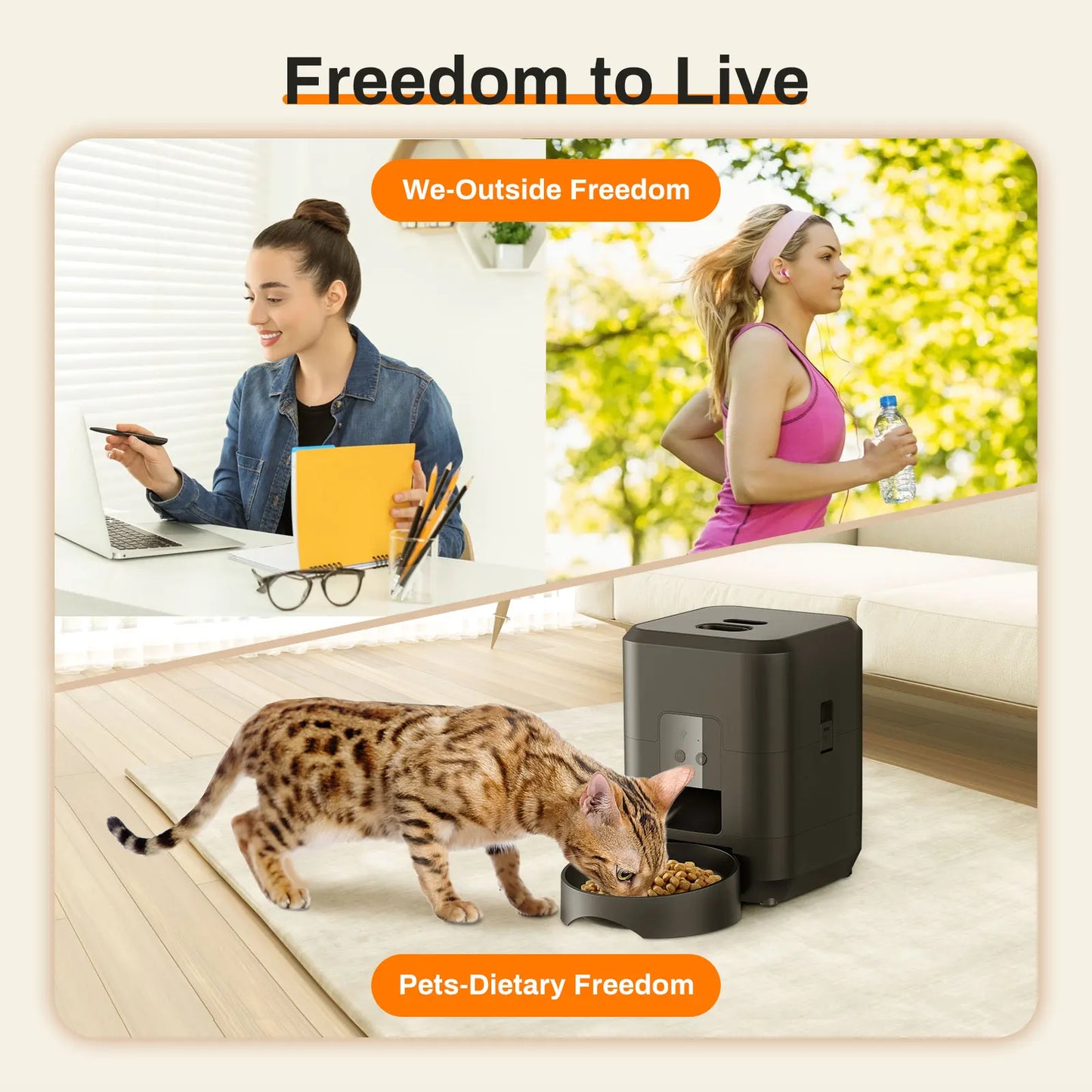 Pet feeding machine, APP controlled automatic cat feeder, cat dry food dispenser, suitable for small and medium-sized pet feeder