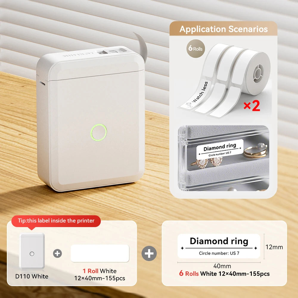 Niimbot D110 Mini Handheld Thermal Label Maker Wireless Sticker Machine Inkless Pocket with Label Sticker for Home Office