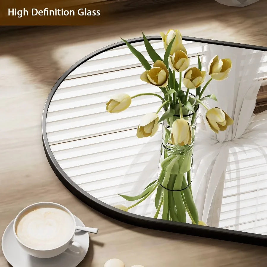 16"x24" Oval Mirror Bathroom Vanity Mirror Wall-Mounted Mirror, Black