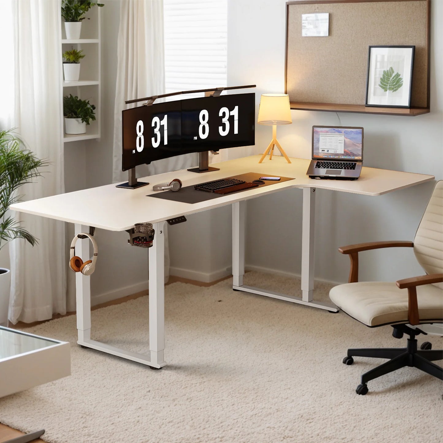 L Shaped Standing Desk, 63/71x43 Inches Electric Stand Up Desk with Dual Motor & Memory Controller, Desk with Adjustable Height