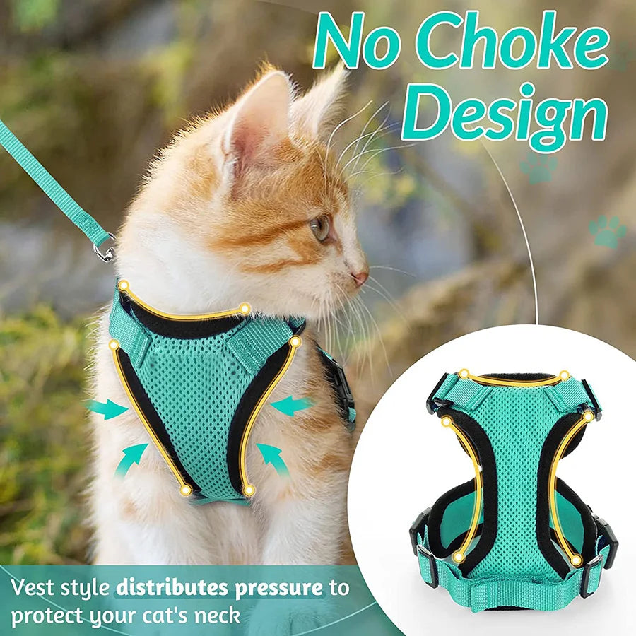 Adjustable Anti-Escape Small Cat Belt Kitten Harness Light Breathable Soft Pet Vest Wiring Harness Traction Belt Kitten Walking