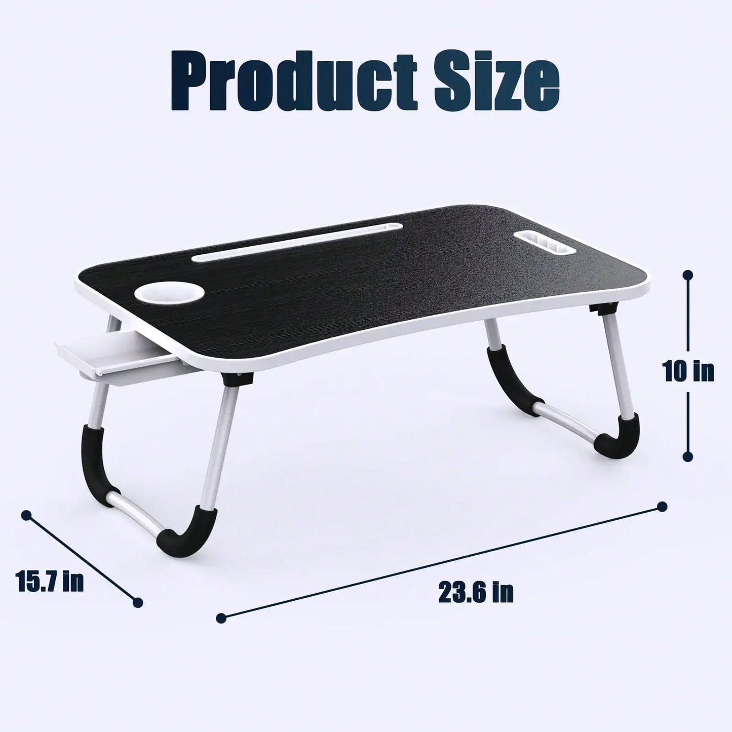 Folding Laptop Lap Desk With Side Storage Drawer Portable Ergonomic Bed Tray Lightweight Lap Table For Bedroom Study Reading Breakfast Outdoor Picnic Indoor Office Multi Purpose Use