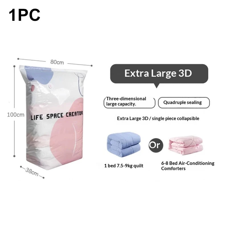 Vacuum Storage Bags Store Clothes Quilts Luggage Sealed Pump Free Thickened Large Capacity Space Saving Household Storage Supply