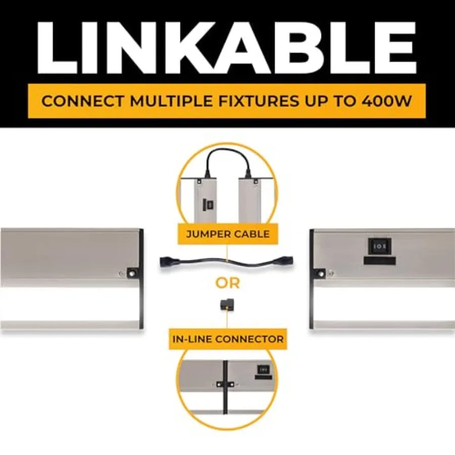 LED Under Cabinet Lighting Hardwired - 3CCT Satin Finish - Undercabinet Lights for Kitchen - Linkable Undercounter Dimmable Plu