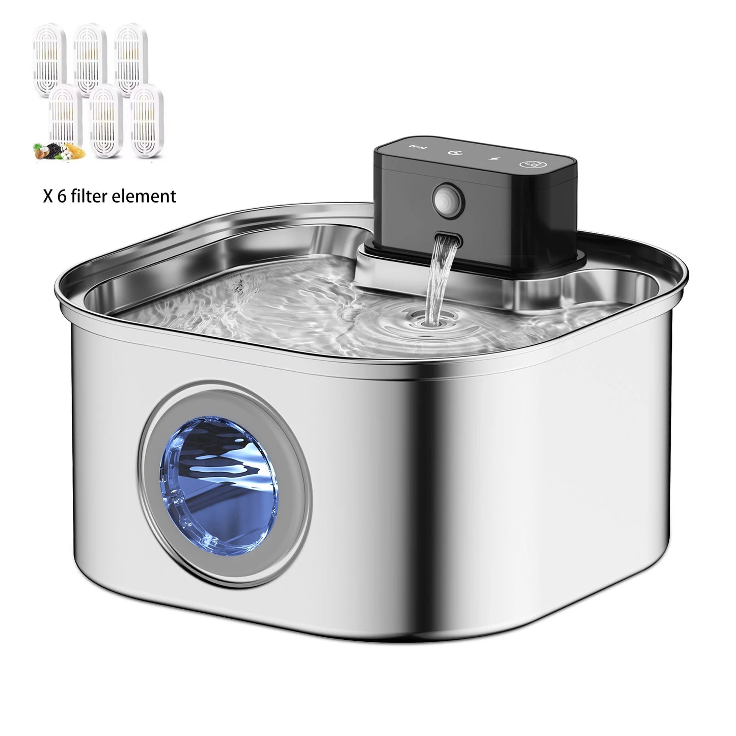Stainless Steel Cat Water Fountain With 3 Water Modes AutoSensor