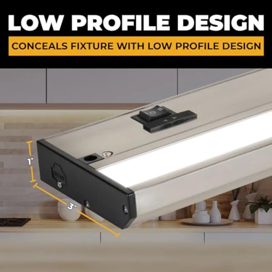LED Under Cabinet Lighting Hardwired - 3CCT Satin Finish - Undercabinet Lights for Kitchen - Linkable Undercounter Dimmable Plu