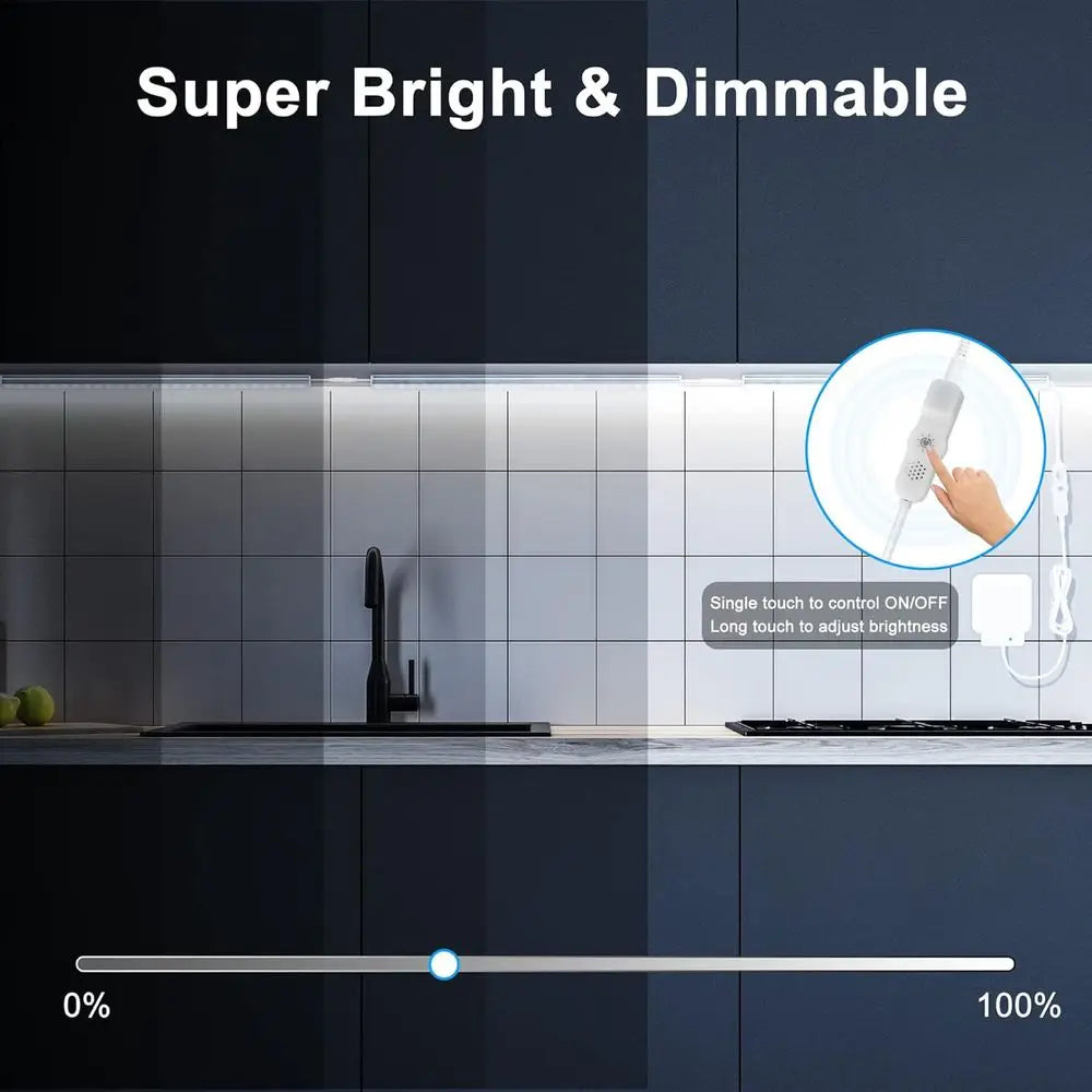 3-Piece 12 Slimline Daylight LED Under Cabinet Lights, Dimmable for Kitchen, Counter, Desk, and Workbench