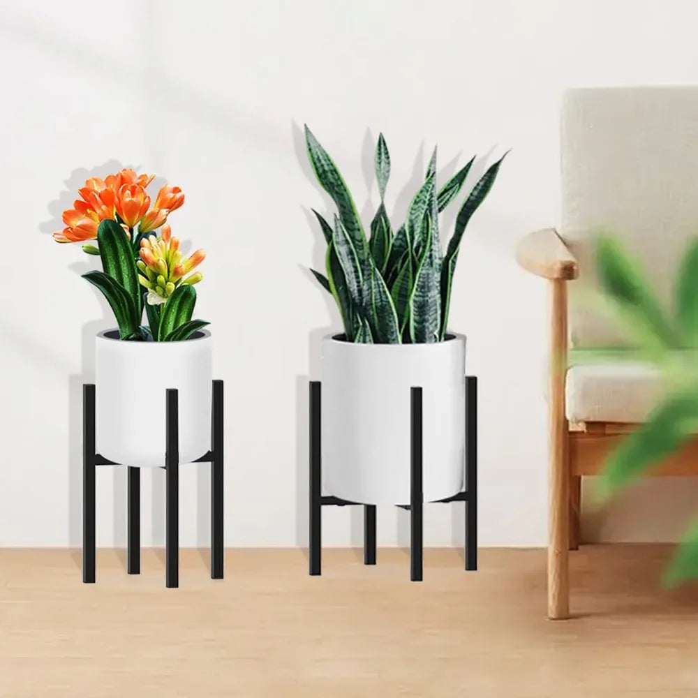 Adjustable Heavy Duty Metal Plant Stand for 10 to 16 Inch Pots Indoor Outdoor Corner Use Black Single