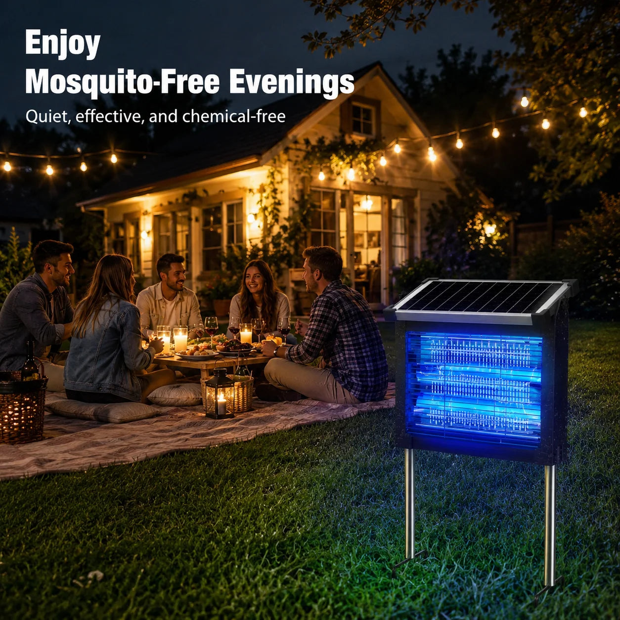 Solar Bug Zapper Outdoor Waterproof 4500V Mosquito Killer