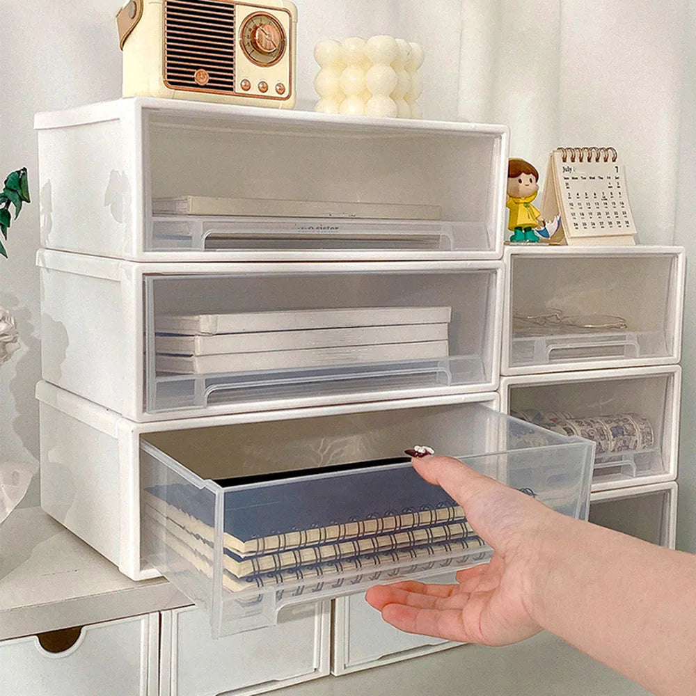 Desktop Pull-Out Jewelry Organizer With Stackable Single-Layer Drawers