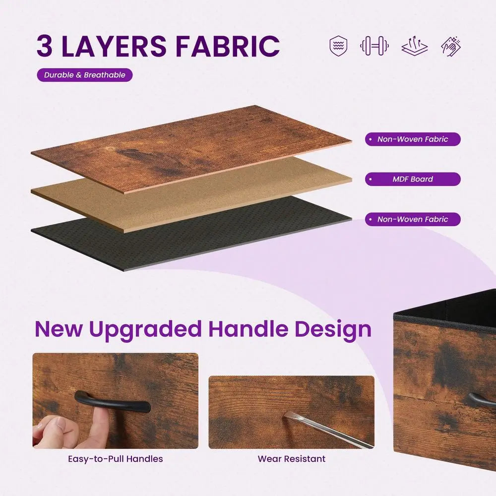 Dresser For Bedroom, Dressers & Chests Of Drawers Dresser Organizer, Wood Top Table Furniture With 8 Fabric Storage Tower