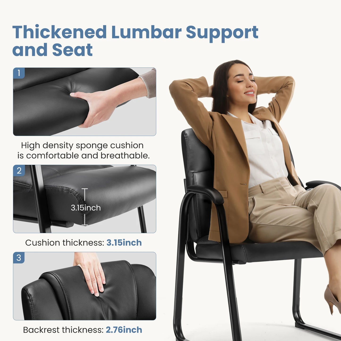MCQ Thickened Lumbar Support Office Chair Ergonomic PU Leather Waterproof Seating and Durable Steel Structure Chair For Office