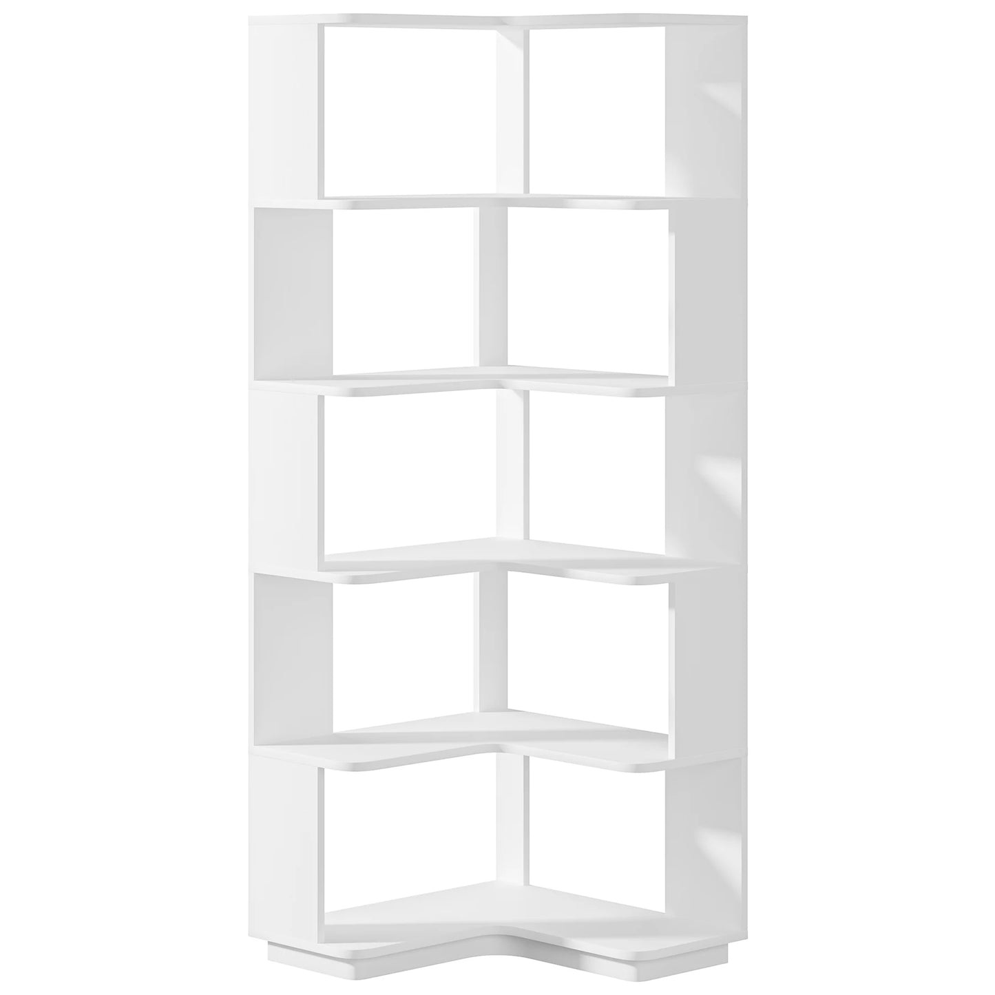 Tribesigns 6 Tier Corner Bookshelf, 64.96 Inch Tall Industrial Corner Bookcase with Anti-Drop Panel,Wood Grain Corner Shelf