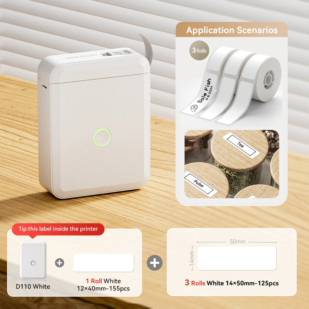 Niimbot D110 Mini Handheld Thermal Label Maker Wireless Sticker Machine Inkless Pocket with Label Sticker for Home Office