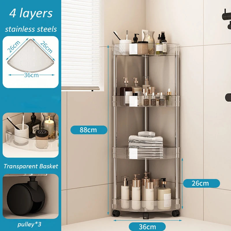 Shelf Trolley Bathroom Organizer Shelves Kitchen Home Large Capacity Storage Rack Acryl Cart Corner Cosmetic Organizer Supplies
