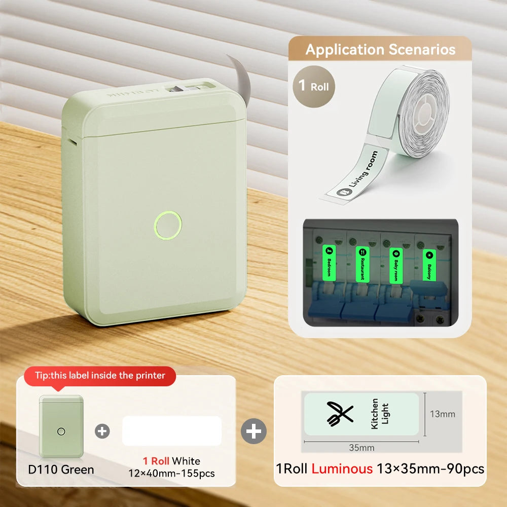 Niimbot D110 Mini Handheld Thermal Label Maker Wireless Sticker Machine Inkless Pocket with Label Sticker for Home Office