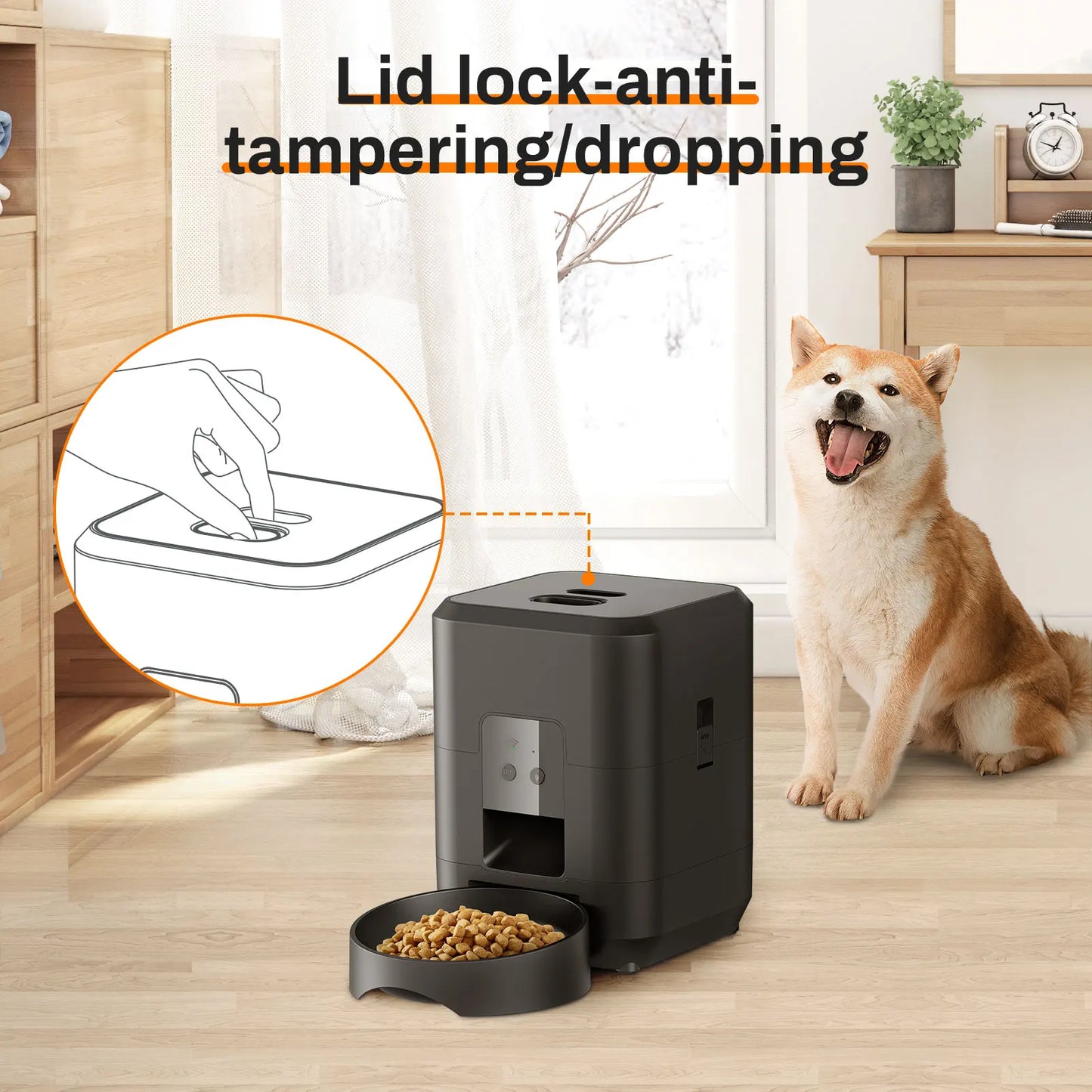 Pet feeding machine, APP controlled automatic cat feeder, cat dry food dispenser, suitable for small and medium-sized pet feeder