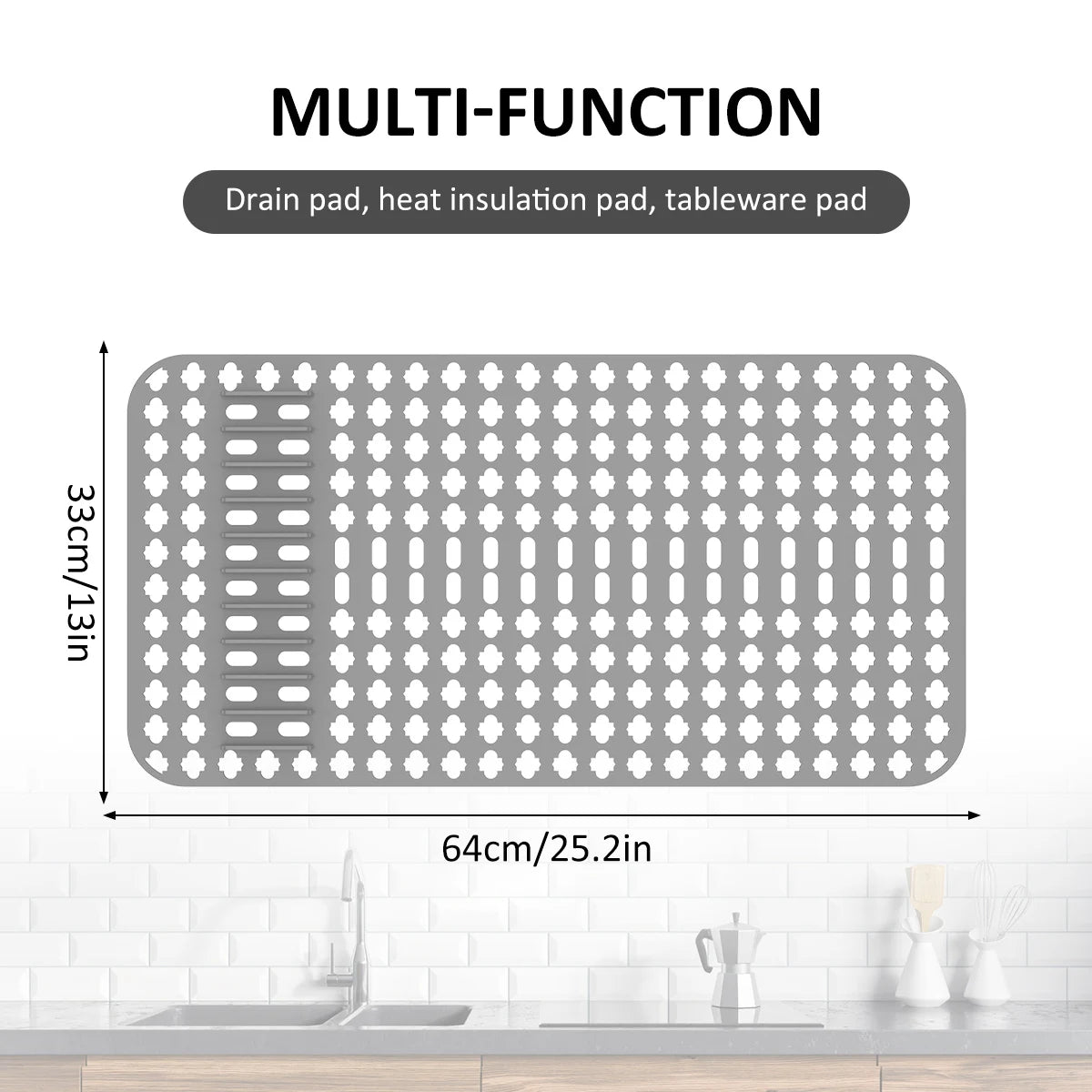 Silicone Sink Protector Heat-Resistant Anti-Slip Sink Liner Mat Portable Reusable Protector Mat for Kitchen Rectangle Sink