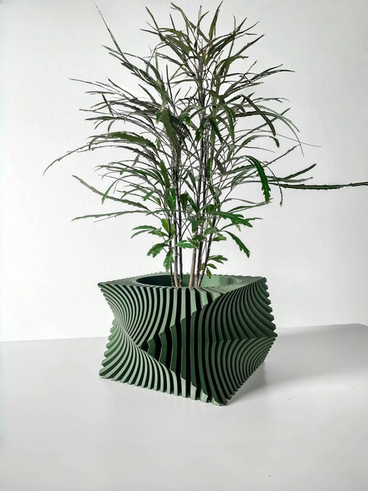 PLA 3D Printed Plant Pot Biodegradable Stripe Design