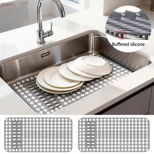 Silicone Sink Protector Heat-Resistant Anti-Slip Sink Liner Mat Portable Reusable Protector Mat for Kitchen Rectangle Sink