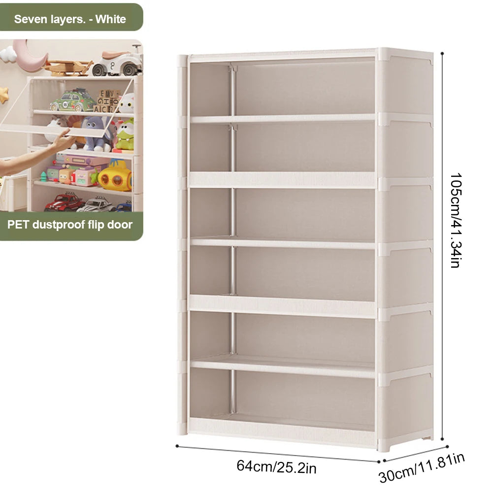 7-Layer Shoe Storage Cabinet Free Standing Shoe Rack Organizer with Flip Door Detachable Shoe Rack Organizer for Closet Entryway