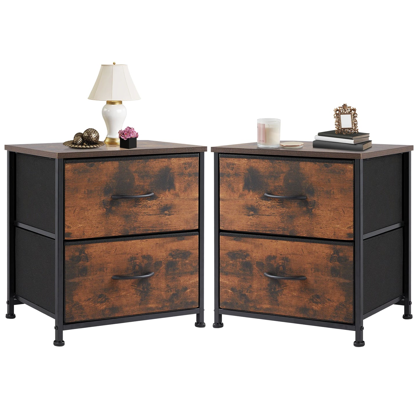JHK Nightstand Bedside Table With Storage Drawers For Bedroom