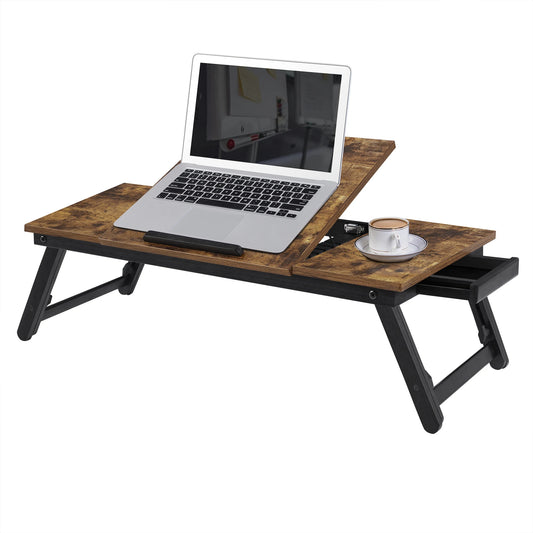 SONGMICS Laptop Desk, Bed Sofa Breakfast Tray, Adjustable Tilt Top, Right-Left Handed, Adjustable Folding Legs