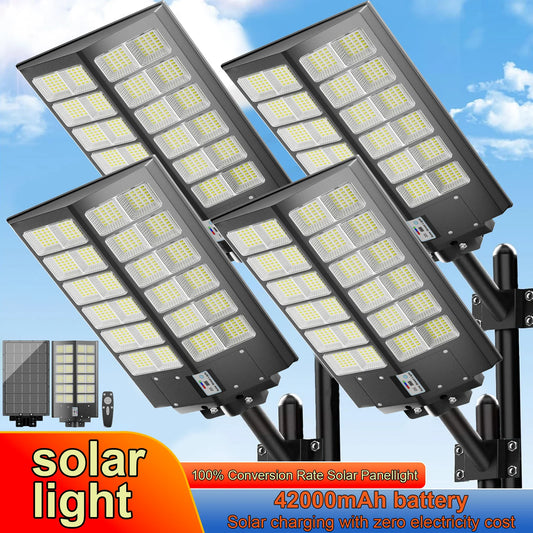 4-Pack Outdoor Solar Street Lights 6000W Automatic Sensor Lighting IP65 Waterproof Energy-Saving Eco-Friendly Suitable for Garde