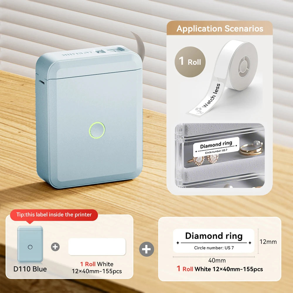 Niimbot D110 Mini Handheld Thermal Label Maker Wireless Sticker Machine Inkless Pocket with Label Sticker for Home Office