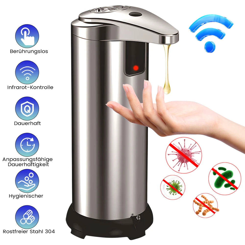 Touchless Automatic Soap Dispenser 304 Stainless Steel Infrared Sensor Liquid Dispenser Adjustable Soap Output Anti Bacterial for Bathroom Kitchen Hotel Home
