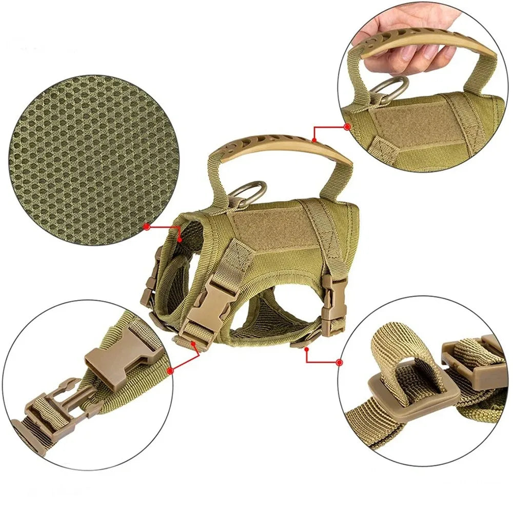 Pet Cat Clothes Cat Accessories Safe Tactical Harness Vests Traction Leash with Two Stickers for Cats Puppies and Small Dogs