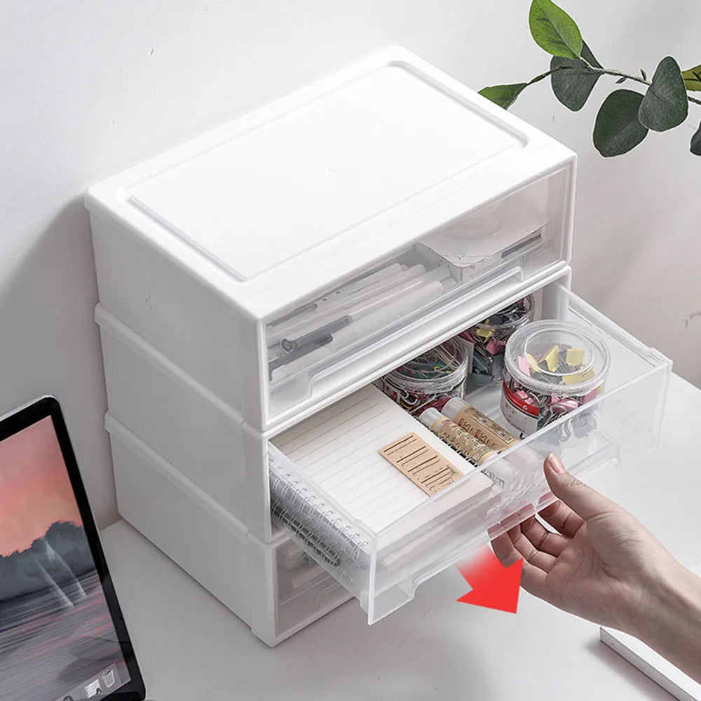 Desktop Pull-Out Jewelry Organizer With Stackable Single-Layer Drawers