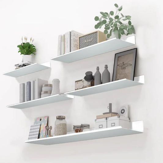 No Drilling Bedroom Decoration Wall Shelves Bathroom Study Living Room Metal Floating Shelves Single-Layer Storage Plants Books