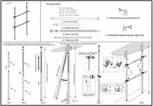 Garment Rack Clothes Storage Hanger Organizer Ceiling Top & Floor Metal Closet