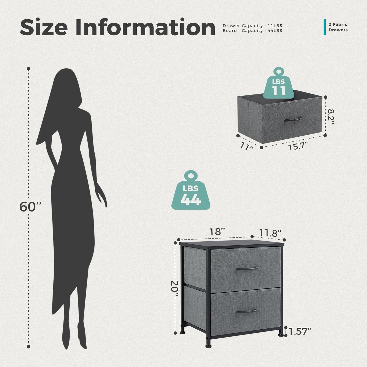 MCQ 2 Fabric Drawers Living Room Cabinet Storage Display Nightstand Bedside Coffee Sofa Tea Table Cabinets For Furniture