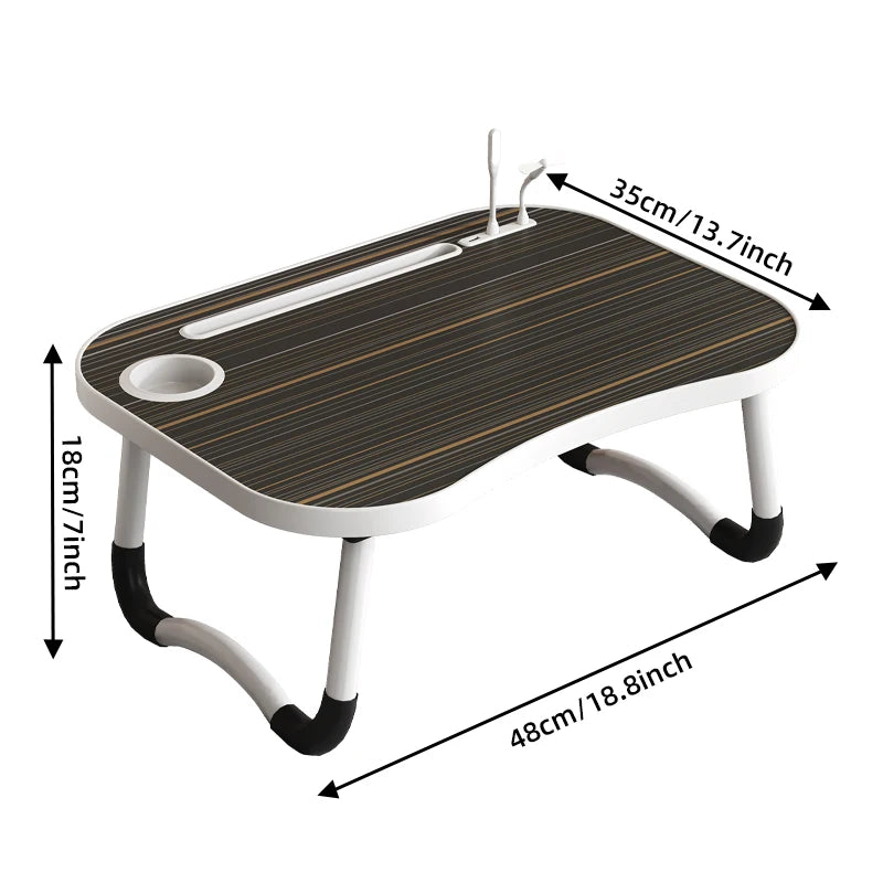 Laptop Desktop Cutlery and Laptop Bed Holder, Bedside Table Tray, Breakfast Bed Tray, Laptop Table with Cup Holder and Side Draw