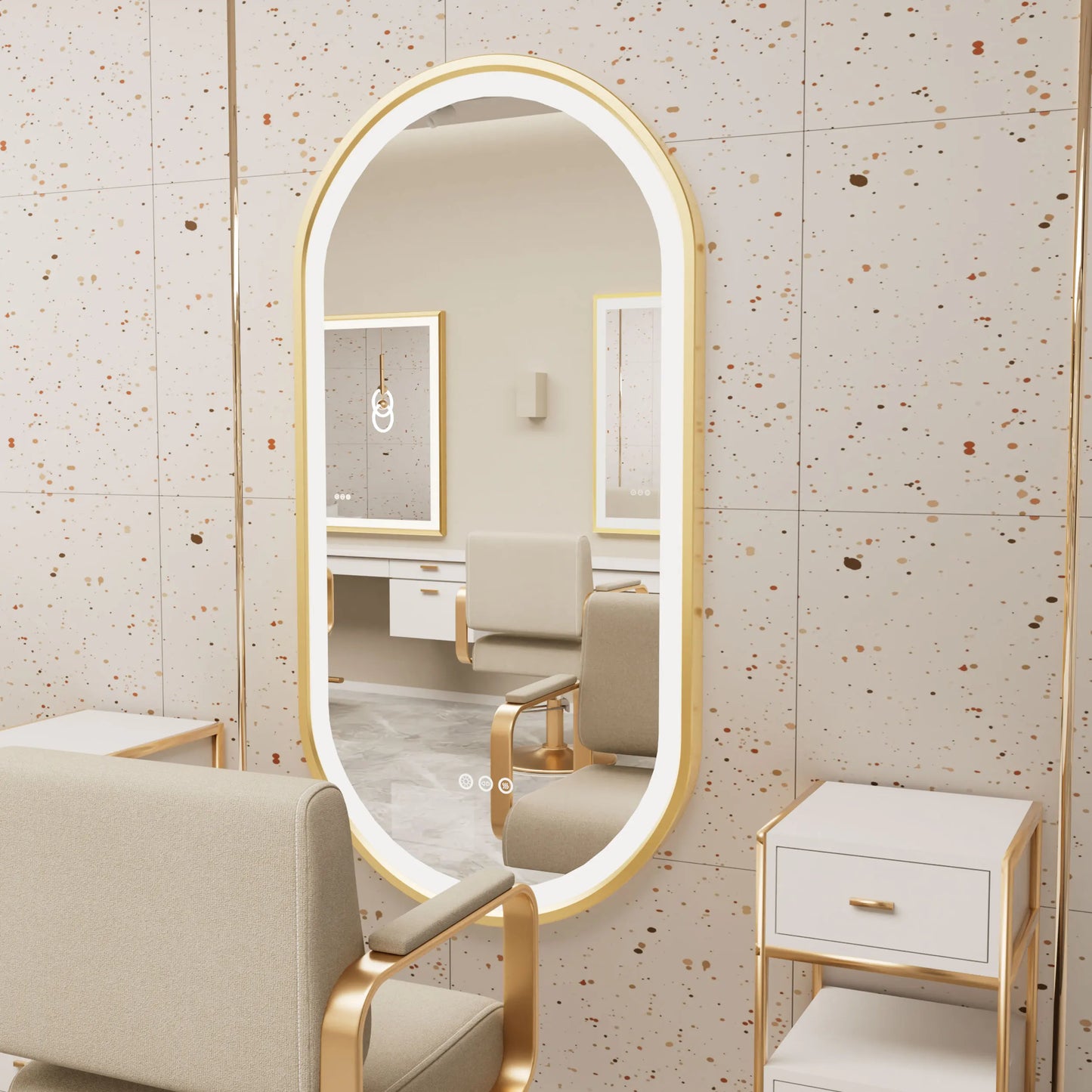 Large LED Oval Bathroom Mirror with Stepless Dimmable Lighted Vanity Mirror for Wall Mounted Vanity with Frame Anti-Fog Memory