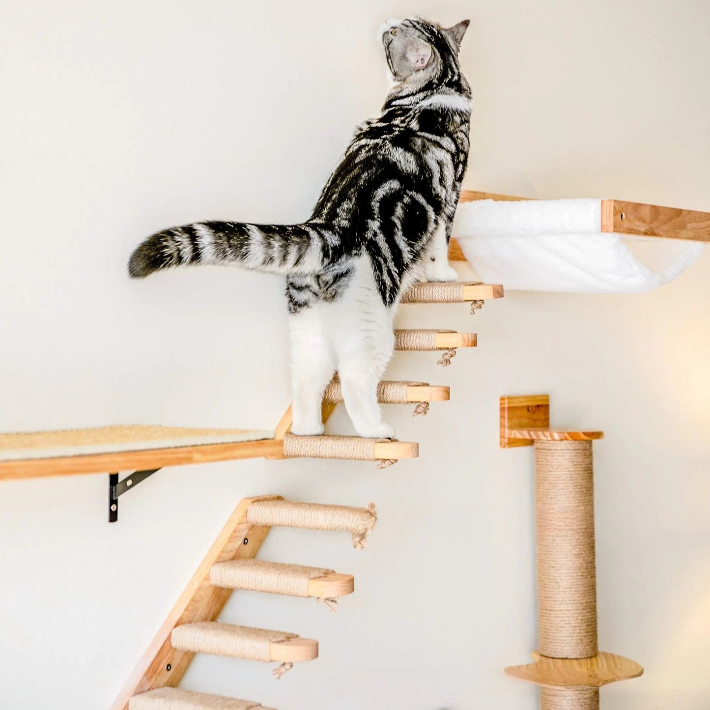 Large Cat Climbing Stairs, Solid Wood Ledge Cat Climbing Frame, Wall-Mounted Segmented Cat Stairs, Wooden Cat Climbing Ladder