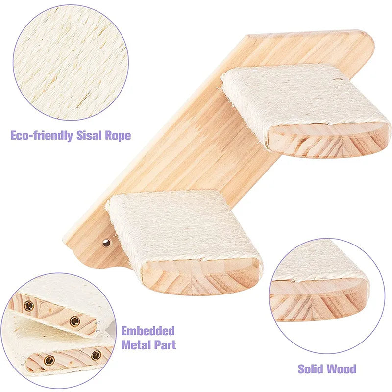 Large Cat Climbing Stairs, Solid Wood Ledge Cat Climbing Frame, Wall-Mounted Segmented Cat Stairs, Wooden Cat Climbing Ladder