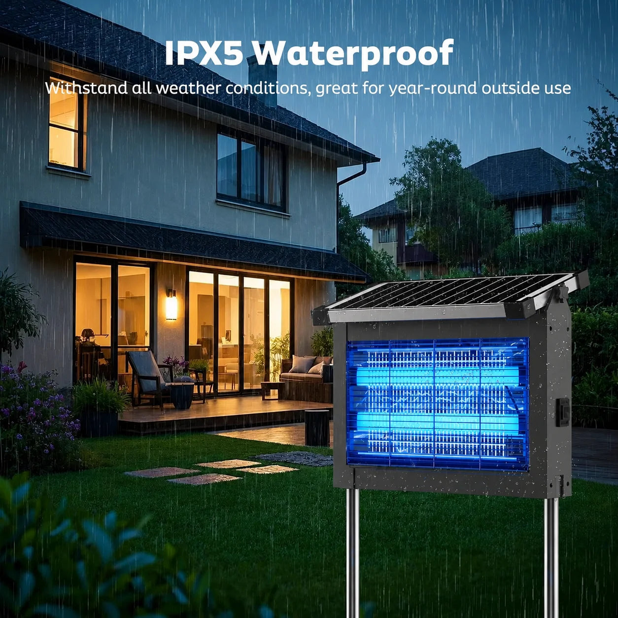 Solar Bug Zapper Outdoor Waterproof 4500V Mosquito Killer