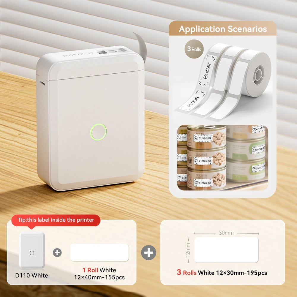 Niimbot D110 Mini Handheld Thermal Label Maker Wireless Sticker Machine Inkless Pocket with Label Sticker for Home Office