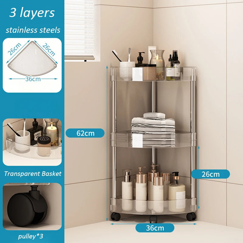 Shelf Trolley Bathroom Organizer Shelves Kitchen Home Large Capacity Storage Rack Acryl Cart Corner Cosmetic Organizer Supplies