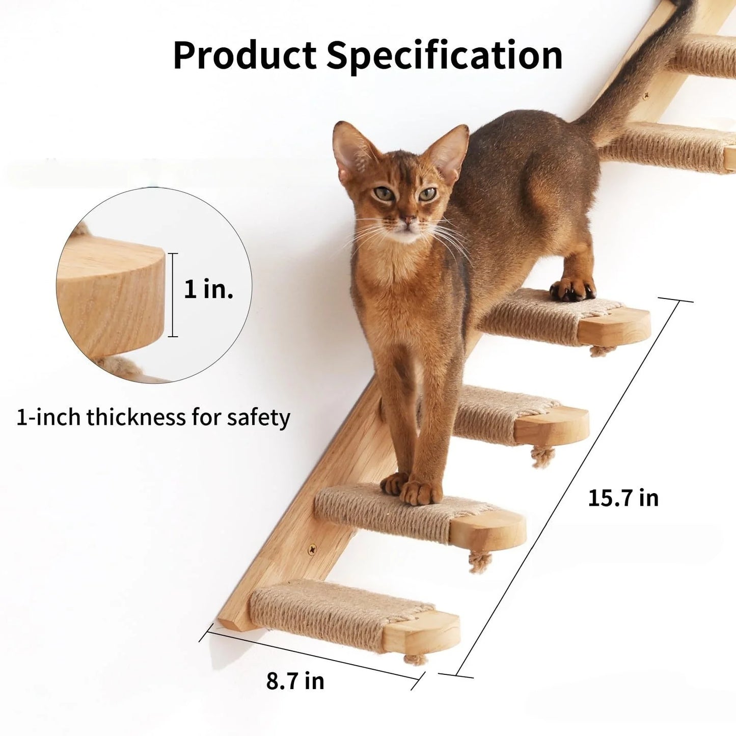 Large Cat Climbing Stairs, Solid Wood Ledge Cat Climbing Frame, Wall-Mounted Segmented Cat Stairs, Wooden Cat Climbing Ladder