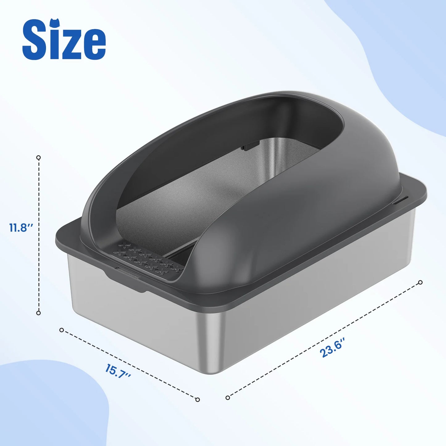 Stainless Steel Cat Litter Box With Lid Scoop And Mat