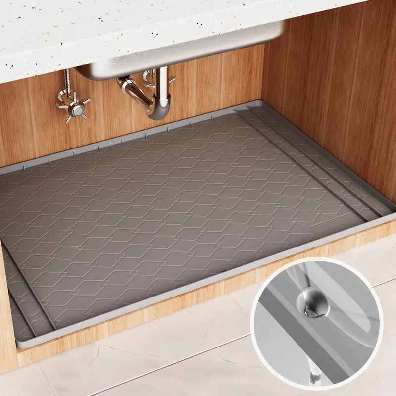 Silicone Under Sink Mat Kitchen Essentials Gadgets, Shelf Liner Cabinet Protector, Home Organizers Storage, Waterproof Bathroom