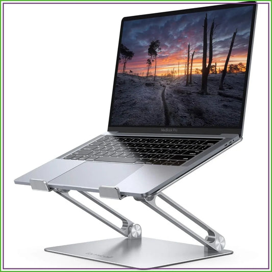 Adjustable Laptop Stand, Portable Laptop Riser, Aluminum Ergonomic Notebook Holder for Desk, Foldable for MacBook Air Pro HP, 10-17.3 inch - Silver