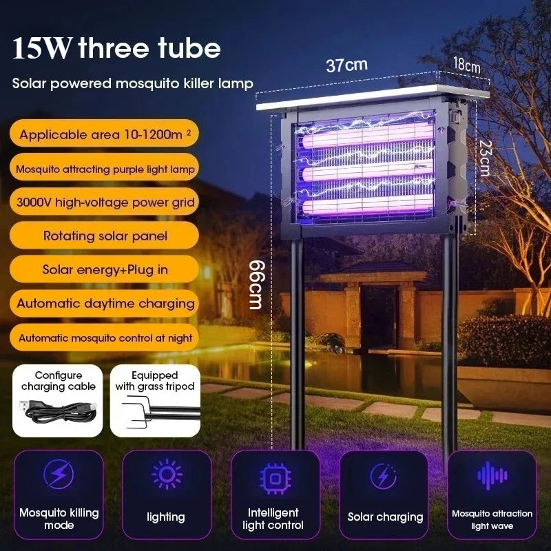 JOYINLED Solar Mosquito Killer Lamp Outdoor Garden Insect Trap