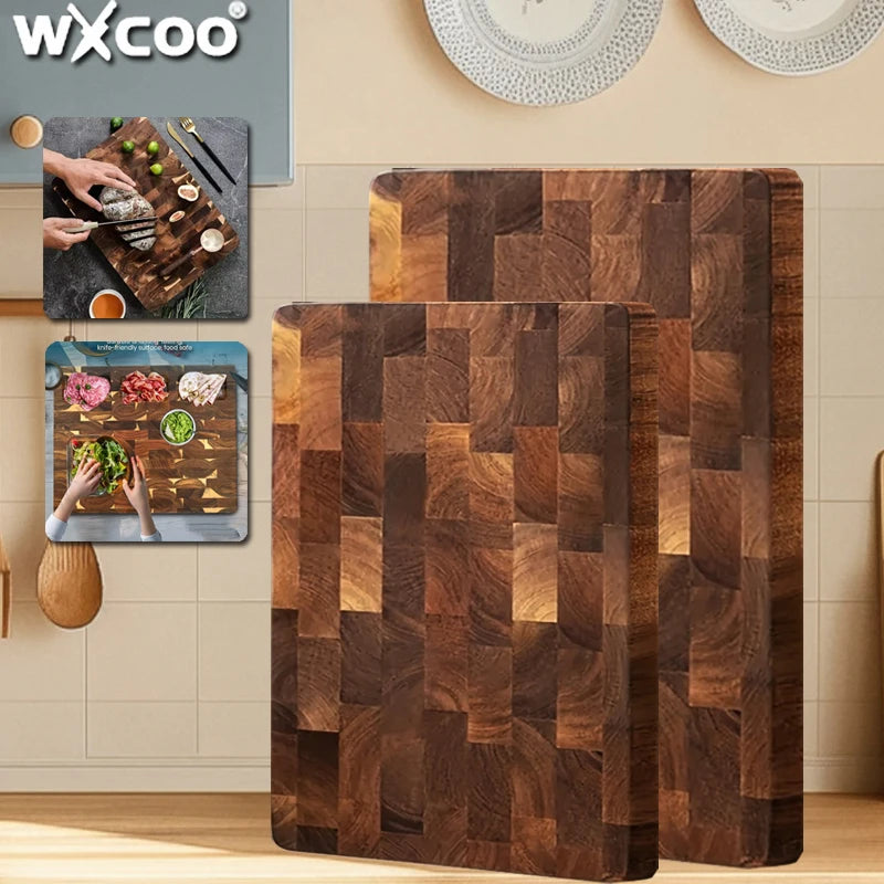 Thicken Acacia Wooden Cutting Board Kitchen Double-sided Splicing Checkerboard Solid Wood Non-slip for Cut Vegetable Fruit Board