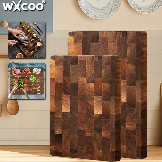 Thicken Acacia Wooden Cutting Board Kitchen Double-sided Splicing Checkerboard Solid Wood Non-slip for Cut Vegetable Fruit Board